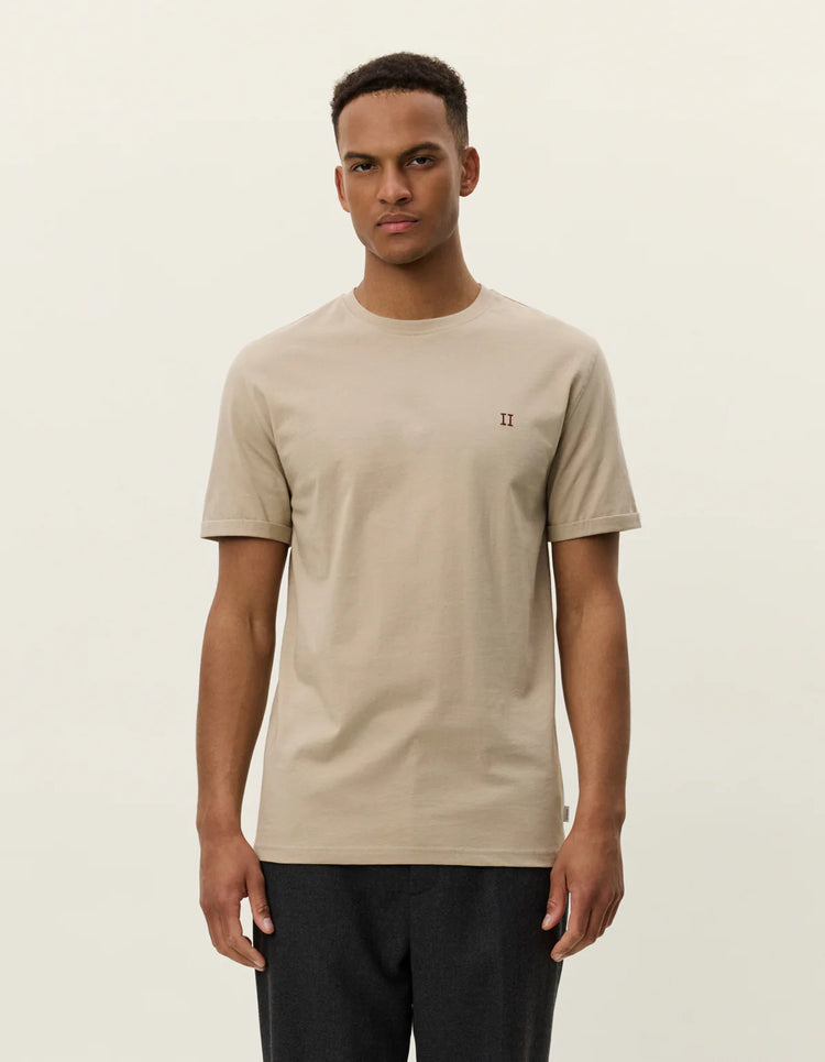 Les deux norregaard contrast t-shirt dark sand