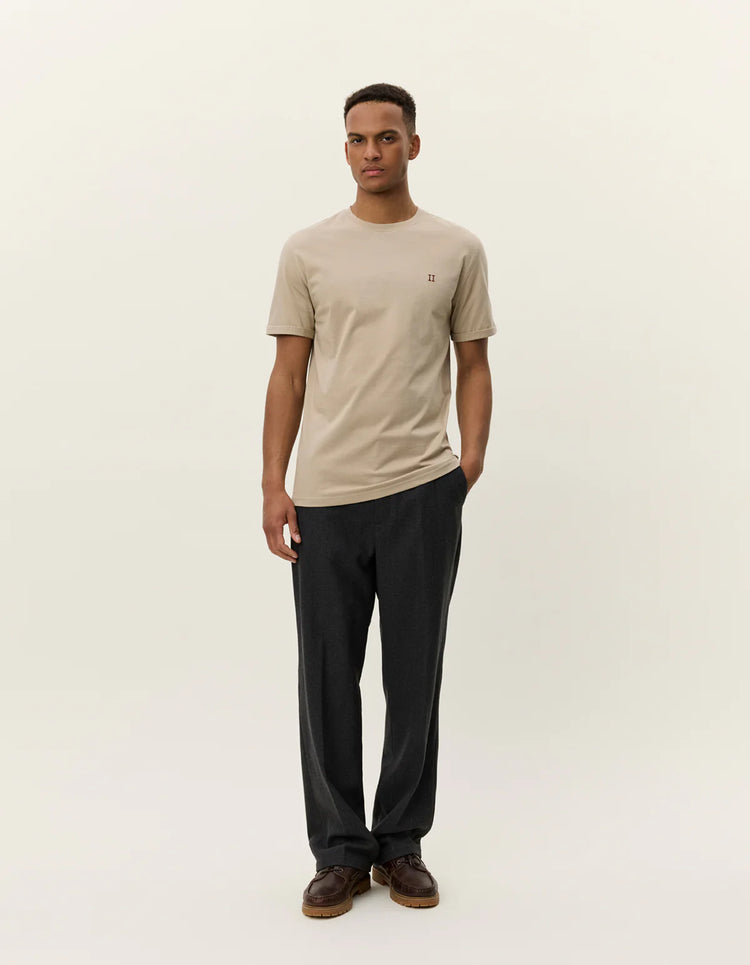 Les deux norregaard contrast t-shirt dark sand