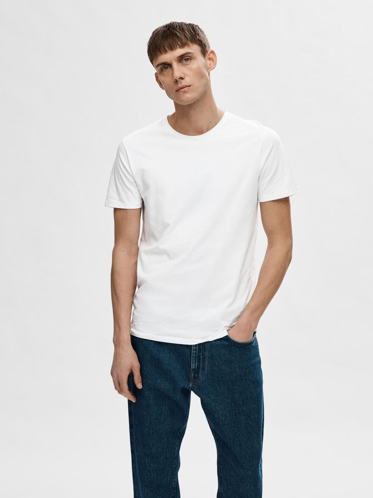 Selectedhomme slhnewpima ss o-neck tee bright white