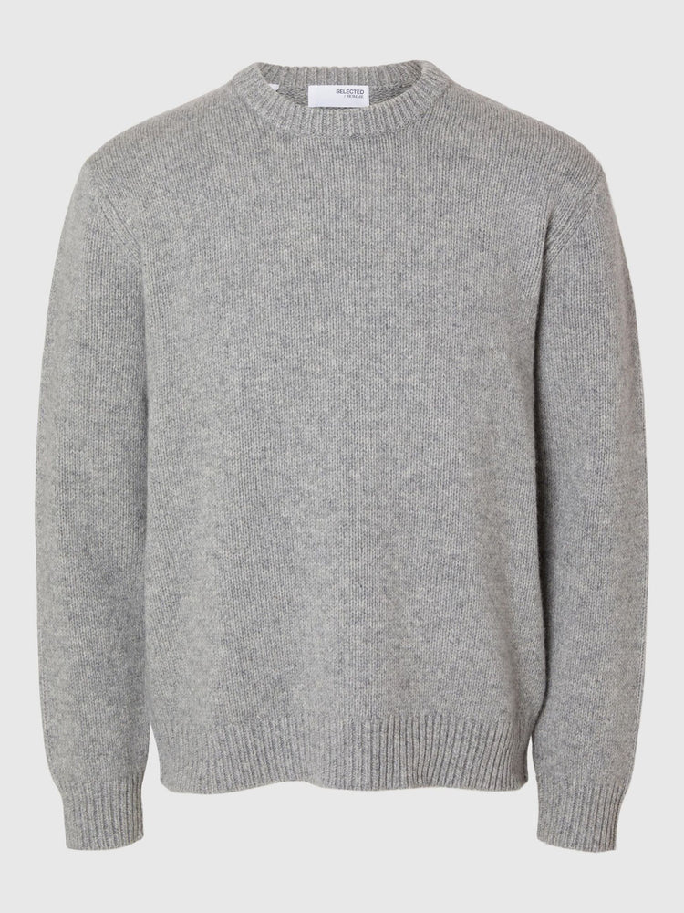 Selectedhomme slhcody knit relaxed crew neck noos light grey melange