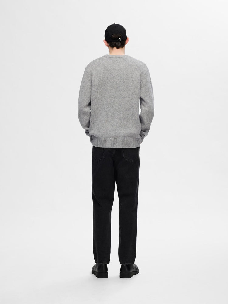 Selectedhomme slhcody knit relaxed crew neck noos light grey melange
