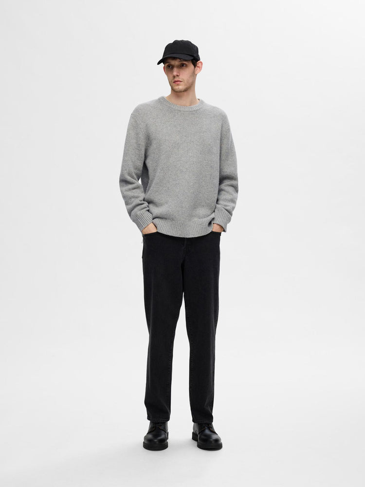 Selectedhomme slhcody knit relaxed crew neck noos light grey melange