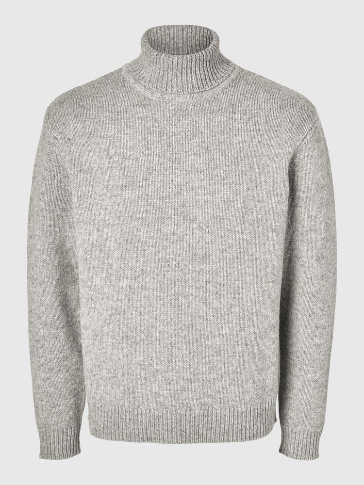 Selectedhomme slhcody knit relaxed roll neck light grey melange