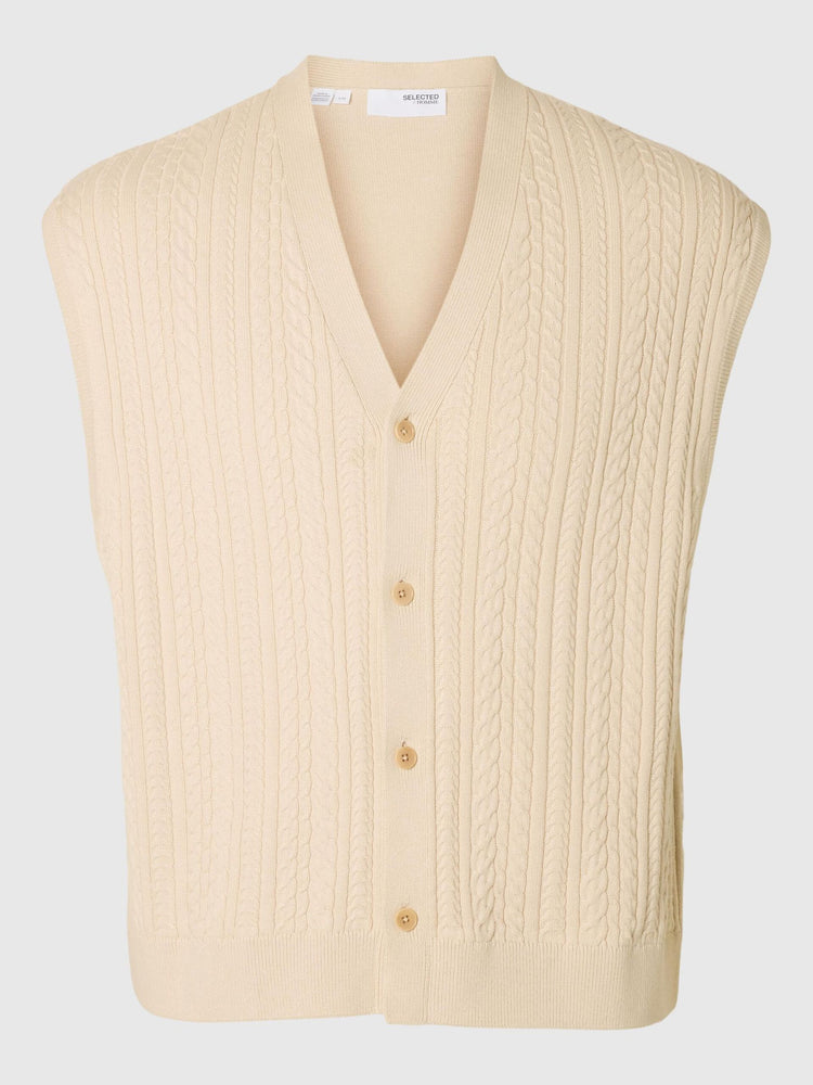 Selectedhomme slhelis knit relaxed cable oatmeal