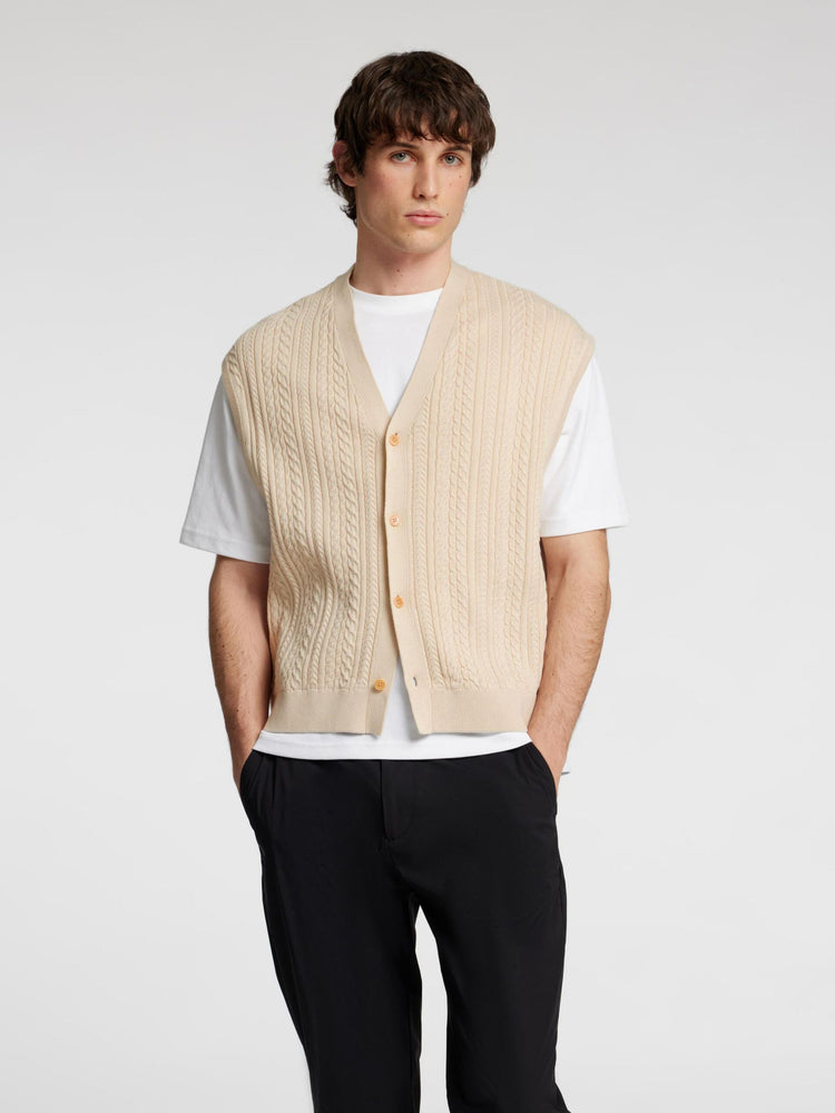 Selectedhomme slhelis knit relaxed cable oatmeal