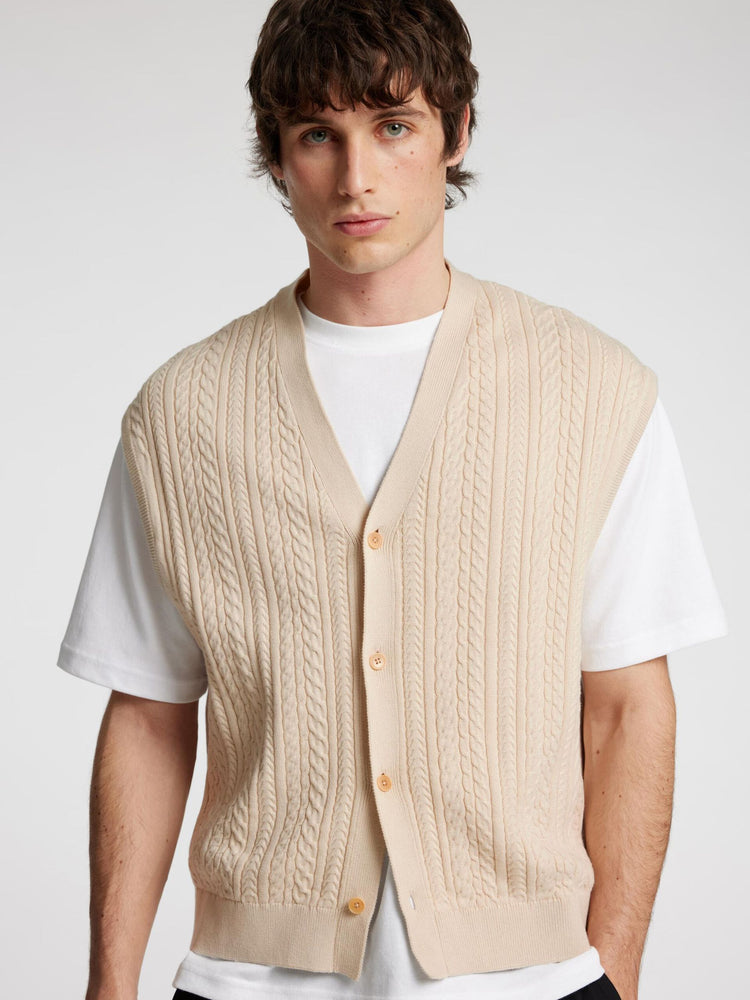 Selectedhomme slhelis knit relaxed cable oatmeal