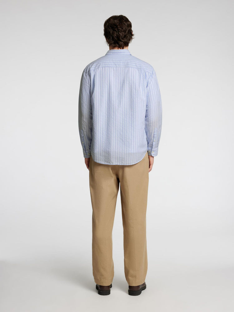 Selectedhomme slhrelaxwilfred seersucker shirt cashmere blue