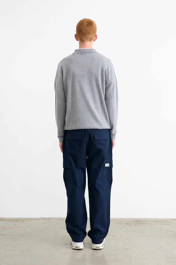 Edmmond wool polo plain grey melange