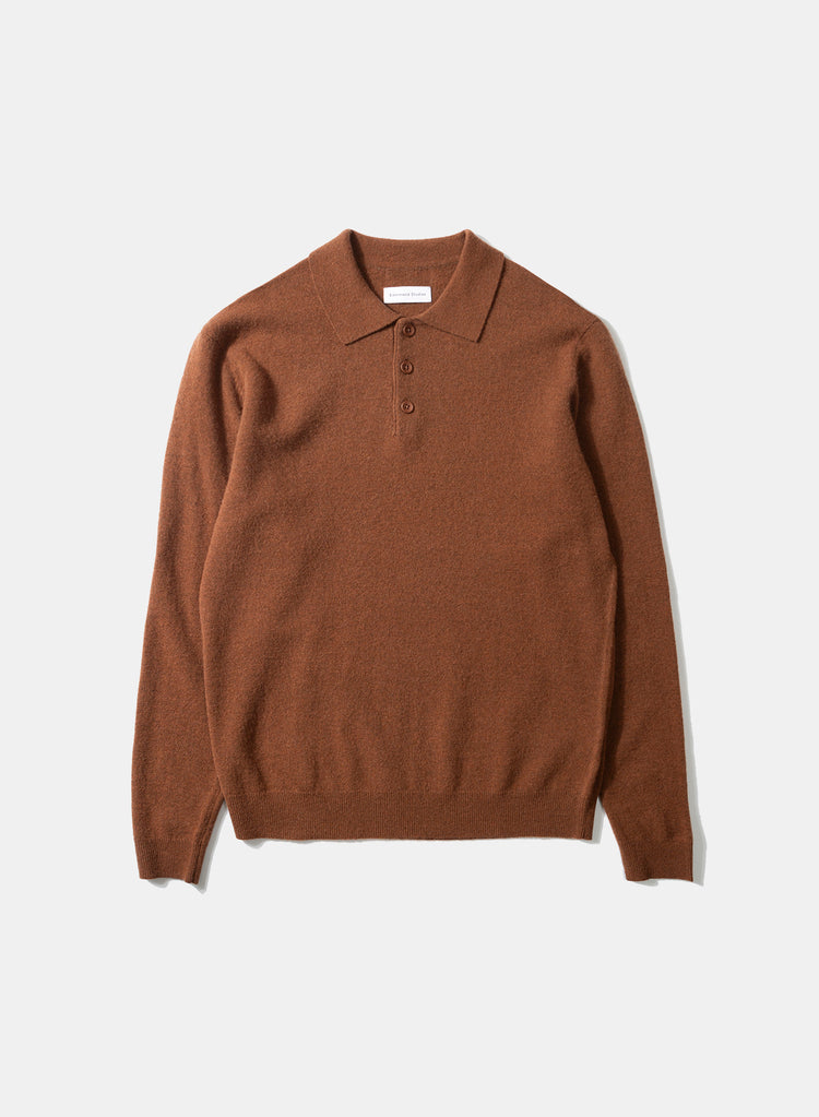 Edmmond wool polo plain chocolate