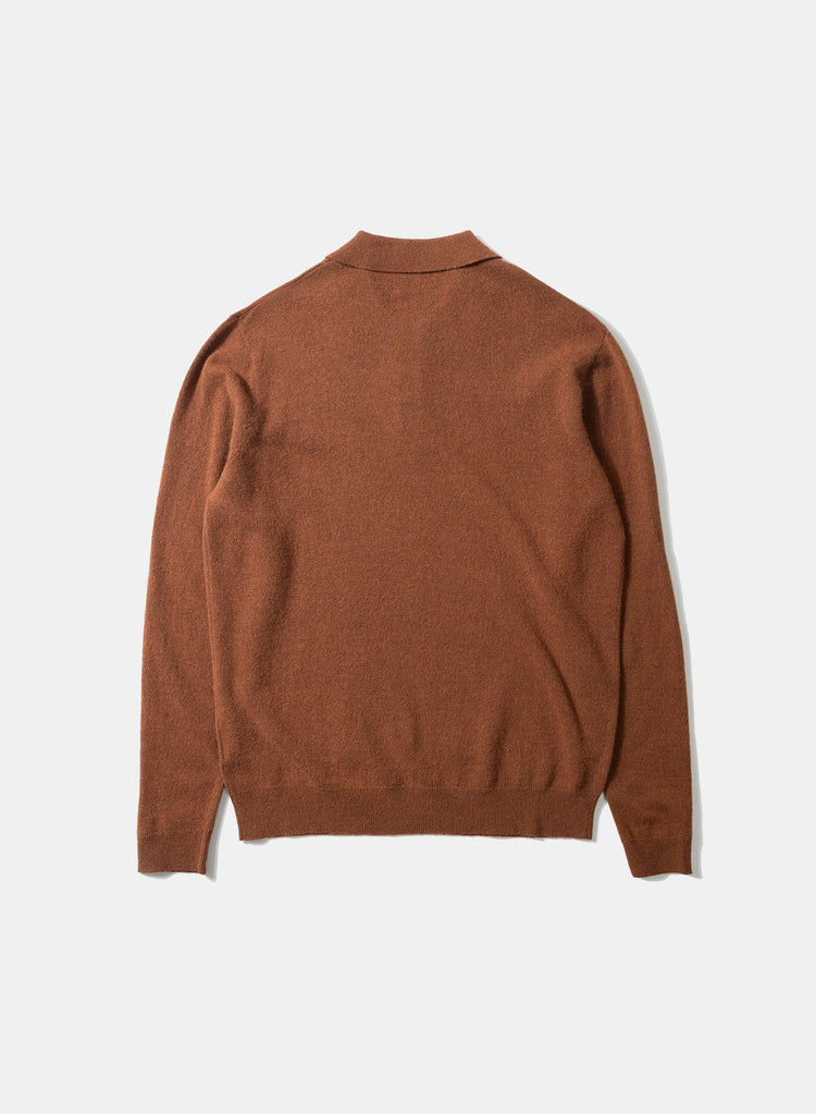 Edmmond wool polo plain chocolate