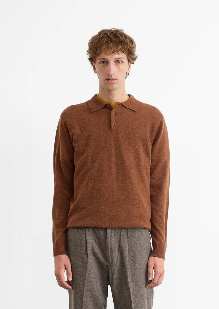 Edmmond wool polo plain chocolate