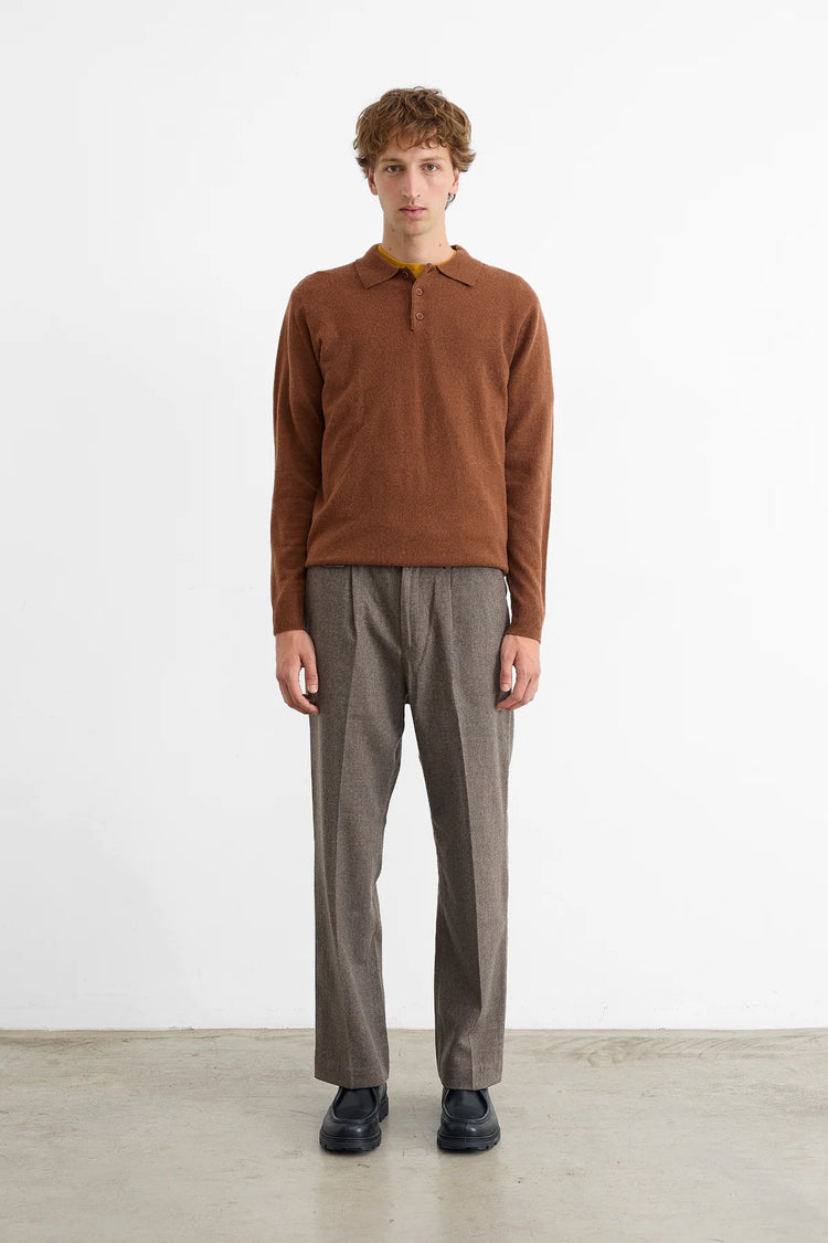 Edmmond wool polo plain chocolate