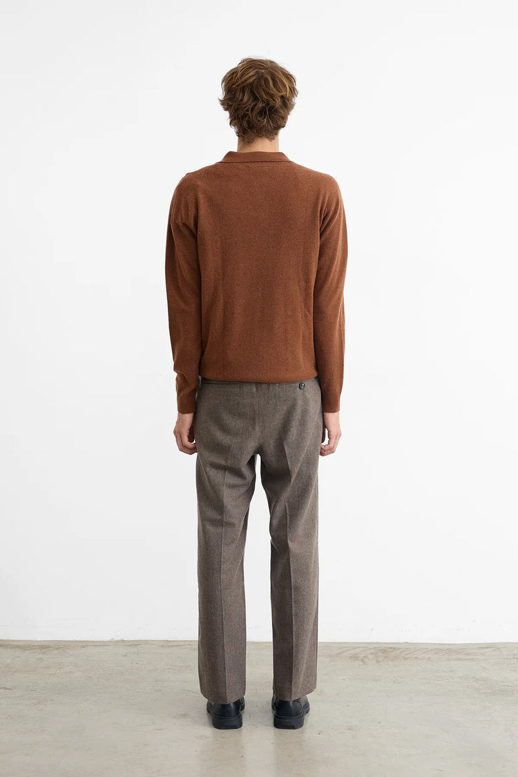 Edmmond wool polo plain chocolate