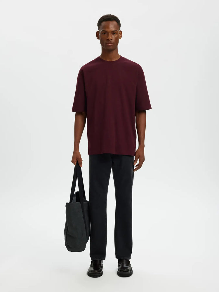 Selectedhomme slhlooseoscar ss o-neck tee noos winetasting