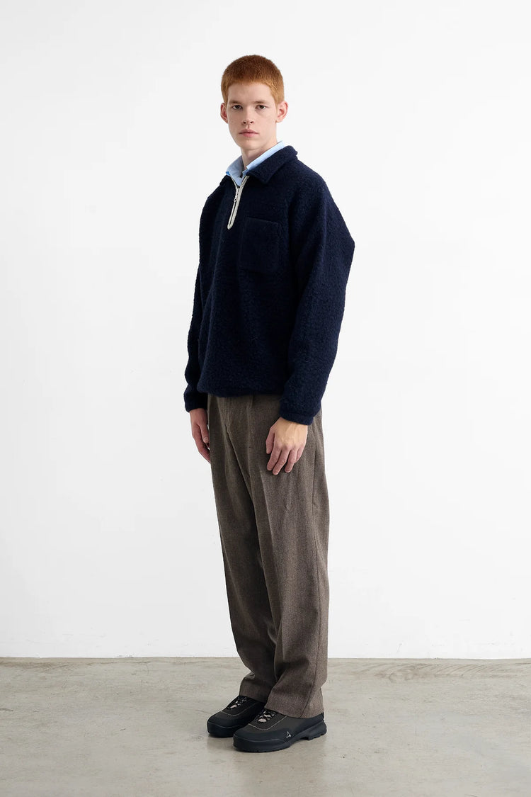 Edmmond unconventional zip polo plain navy