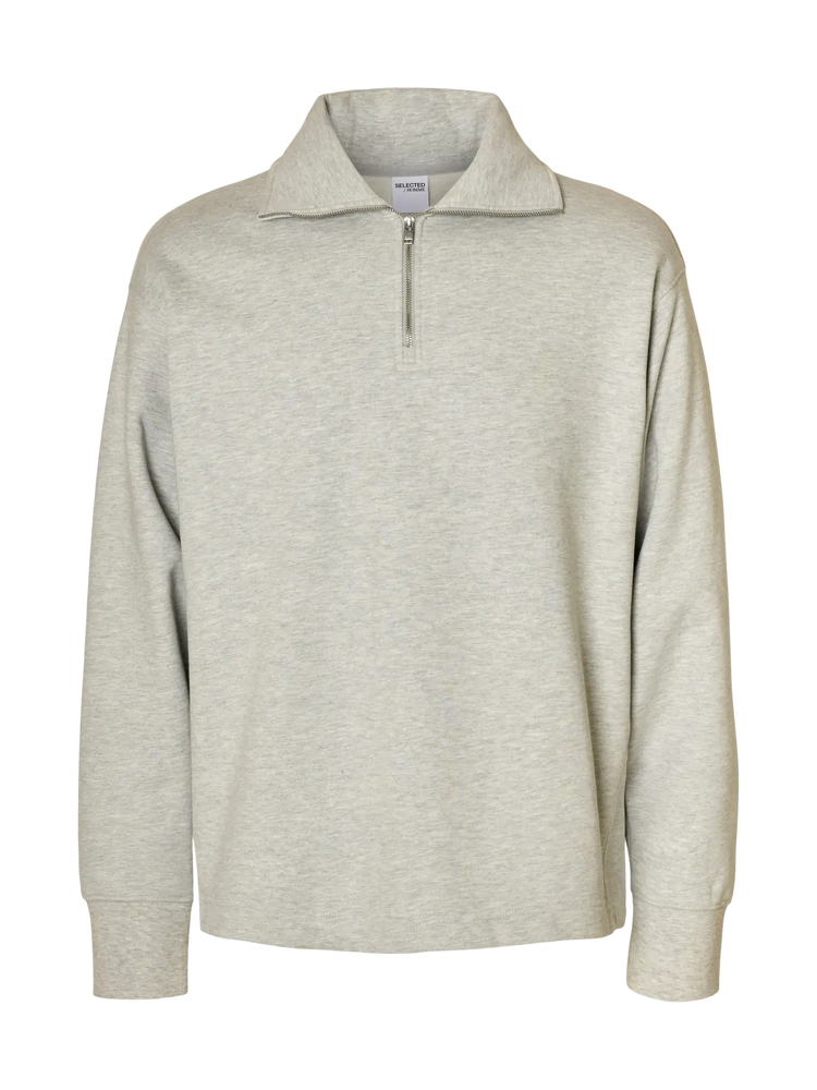 Selectedhomme slhrelaxaron half zip sweat light grey melange