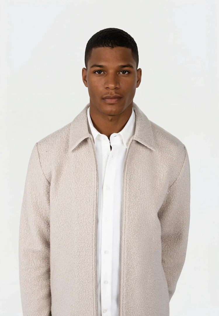 Ciszere fred boucle overshirt moonlight beige