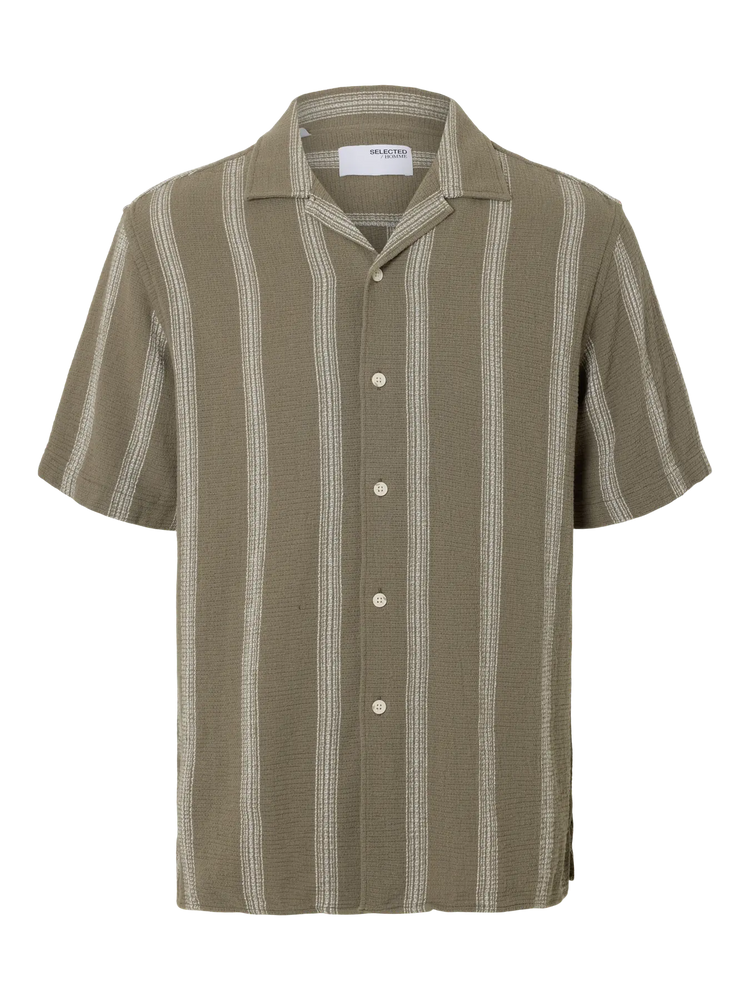 Selectedhomme slhrelax-sal shirt resort vetiver wide stripe