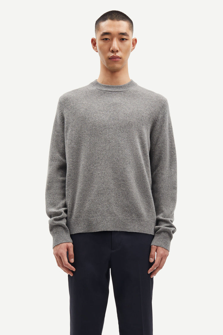 Samsoe samsoe isak knit sweater 15010 dark grey mel.