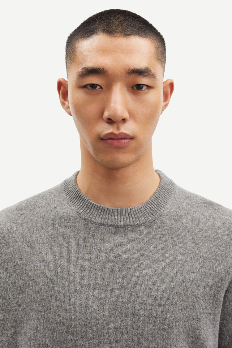 Samsoe samsoe isak knit sweater 15010 dark grey mel.