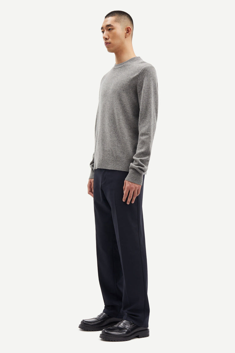 Samsoe samsoe isak knit sweater 15010 dark grey mel.