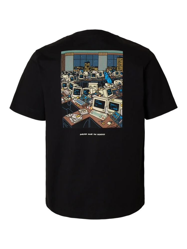 Selectedhomme slhpete license ss o-neck tee black computers