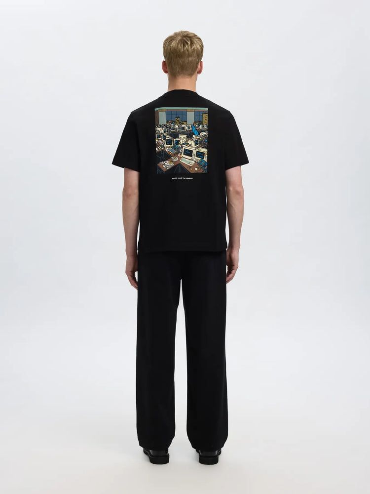 Selectedhomme slhpete license ss o-neck tee black computers