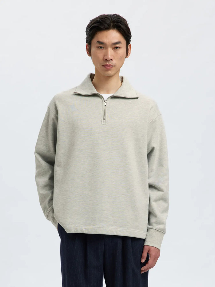 Selectedhomme slhrelaxaron half zip sweat light grey melange