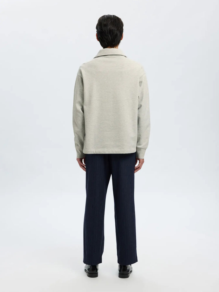Selectedhomme slhrelaxaron half zip sweat light grey melange