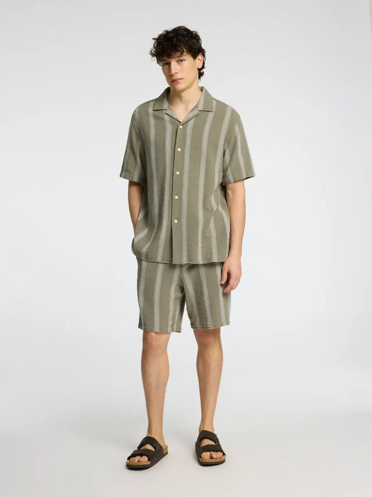 Selectedhomme slhrelax-sal shirt resort vetiver wide stripe