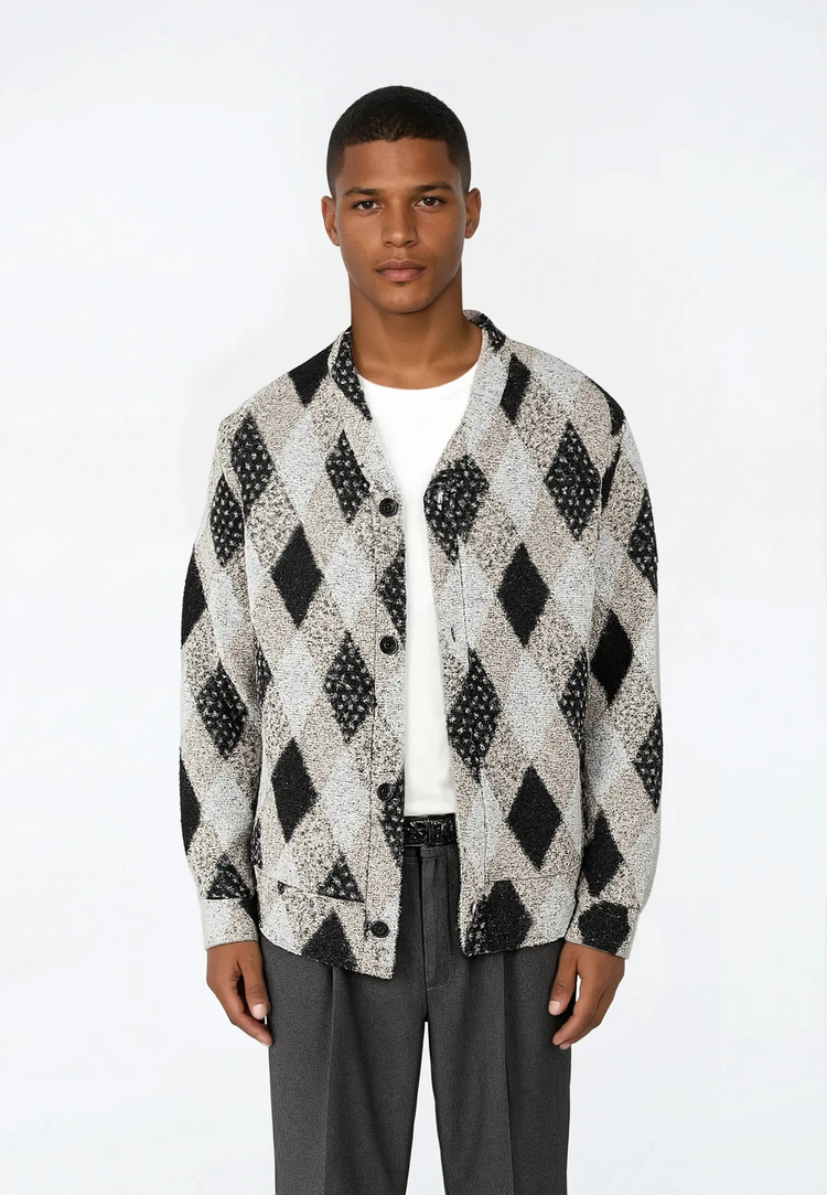 Ciszere parker knitted cardigan checked