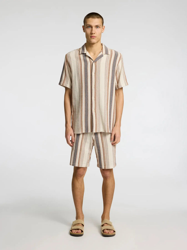 Selectedhomme slhrelax-sal shirt resort egret multi stripe
