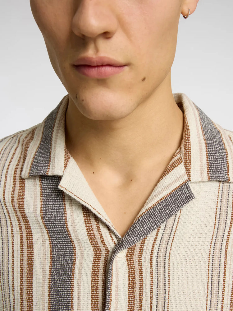 Selectedhomme slhrelax-sal shirt resort egret multi stripe