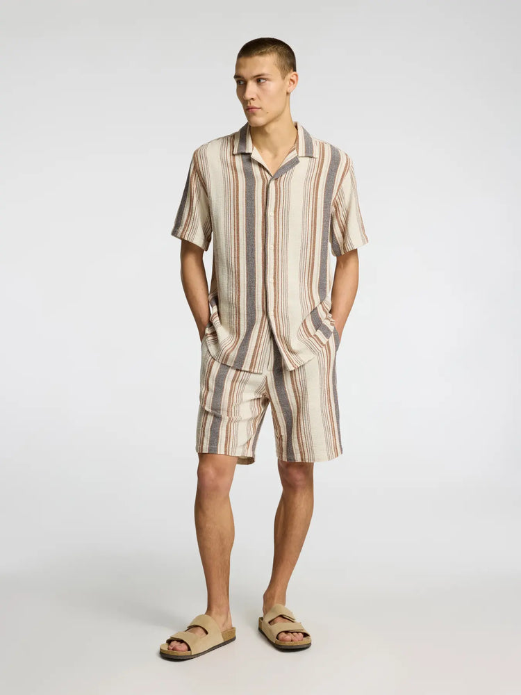 Selectedhomme slhrelax-sal shirt resort egret multi stripe