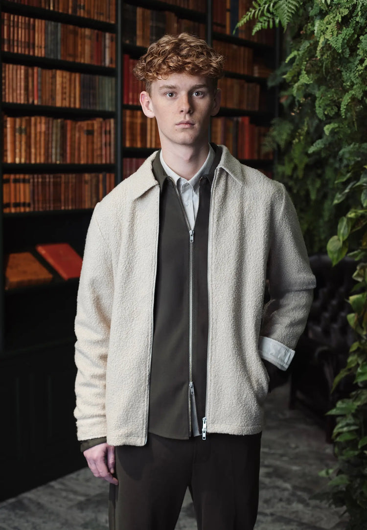 Ciszere fred boucle overshirt moonlight beige