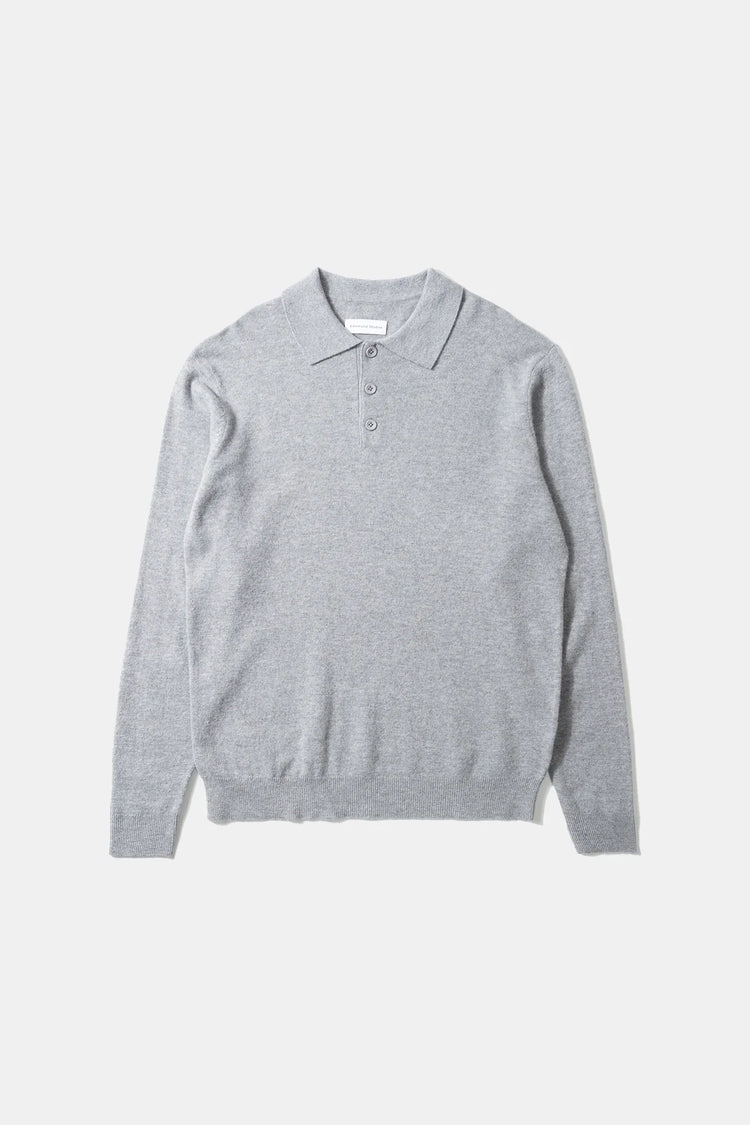 Edmmond wool polo plain grey melange