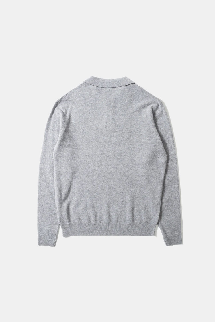 Edmmond wool polo plain grey melange