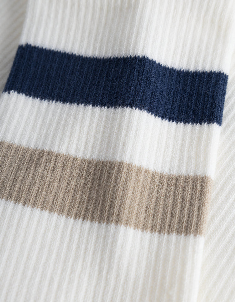Les deux woods rib stripe socks 2 pack off white midnight blue