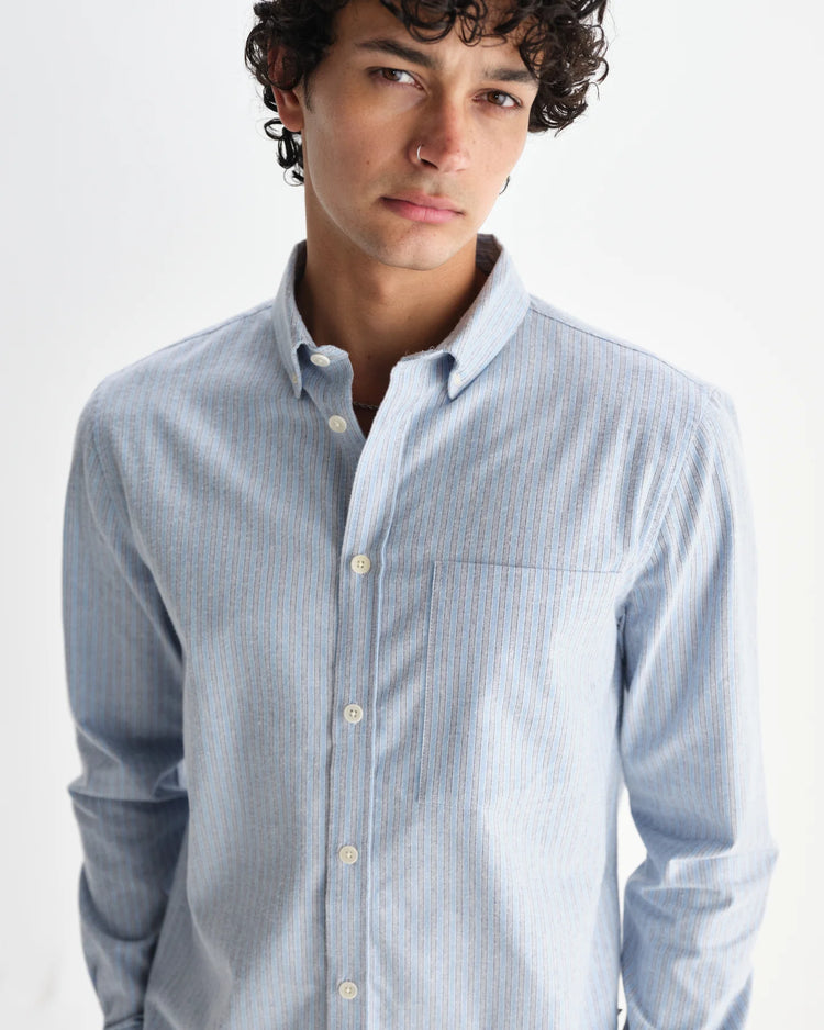 Wax london abingdon shirt prep stripe blue