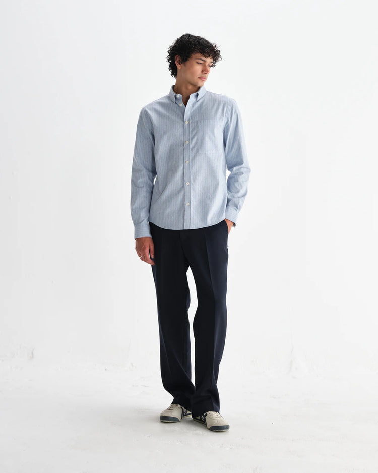 Wax london abingdon shirt prep stripe blue