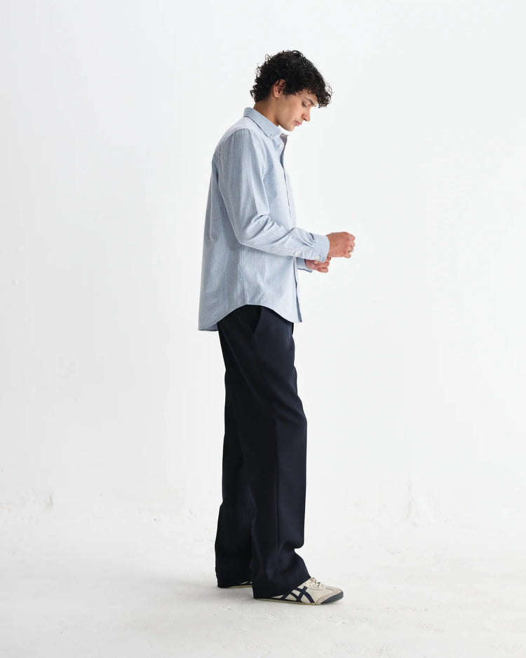Wax london abingdon shirt prep stripe blue