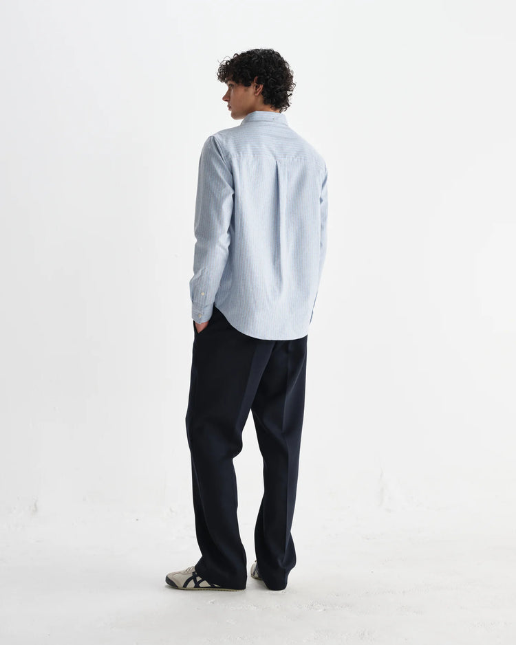 Wax london abingdon shirt prep stripe blue