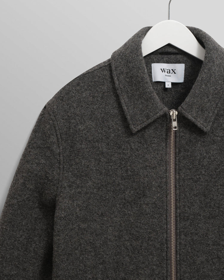 Wax london eldon mid grey boiled wool jacket