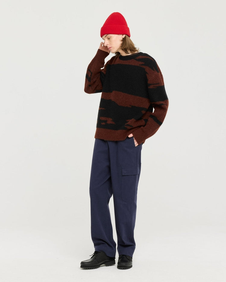 Castart hatching knit brown