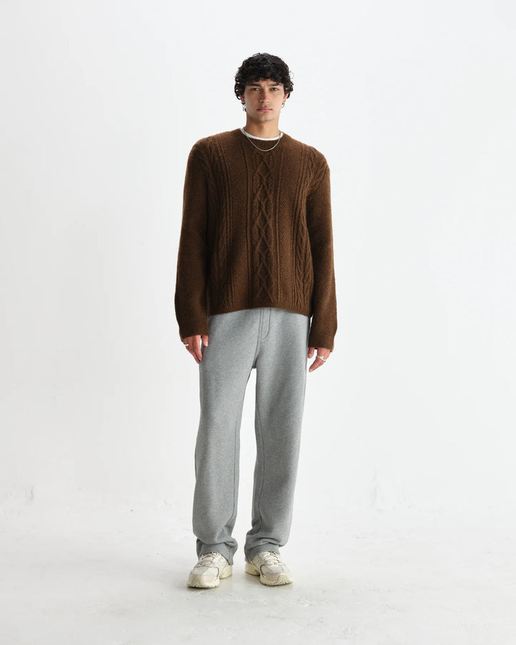 Wax london hyatt brush cable knit brown