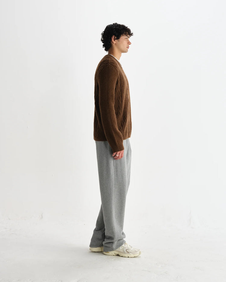 Wax london hyatt brush cable knit brown