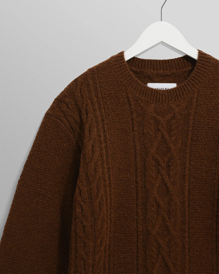 Wax london hyatt brush cable knit brown