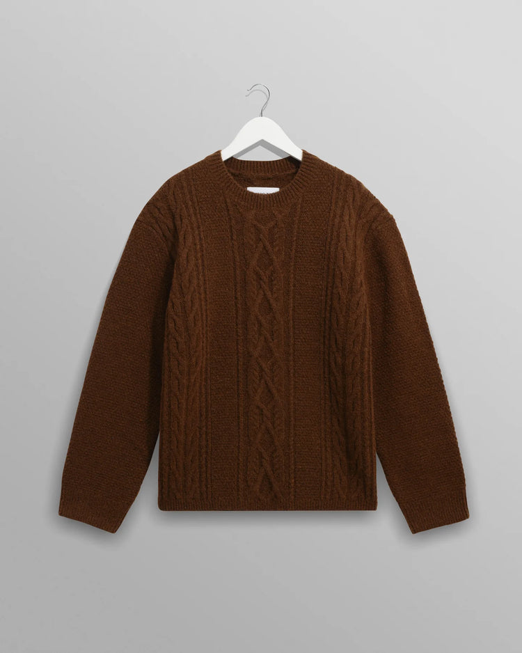 Wax london hyatt brush cable knit brown