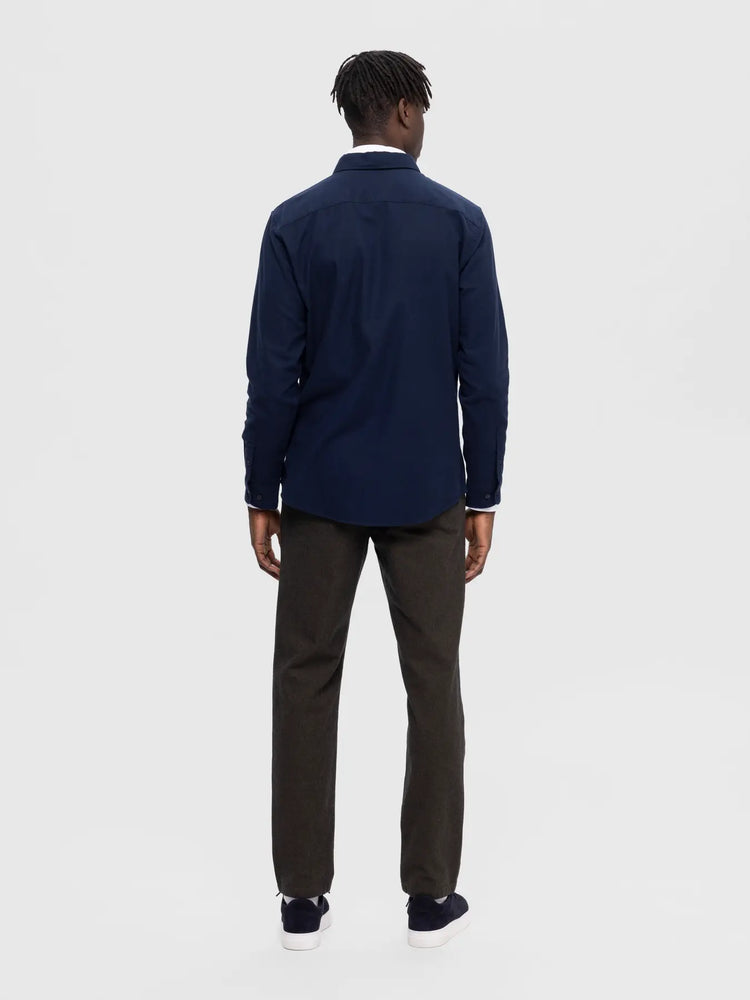 Selectedhomme slhslimowen-brushed shirt dark sapphire solid
