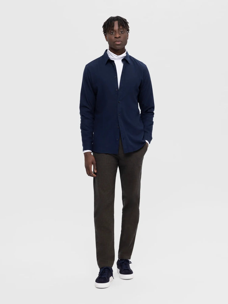 Selectedhomme slhslimowen-brushed shirt dark sapphire solid